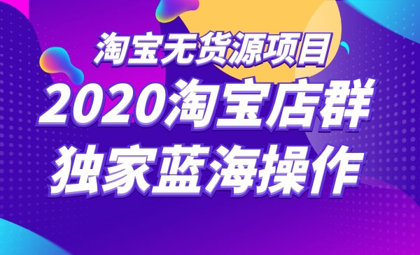 2020淘宝无货源店群项目，独家蓝海操作